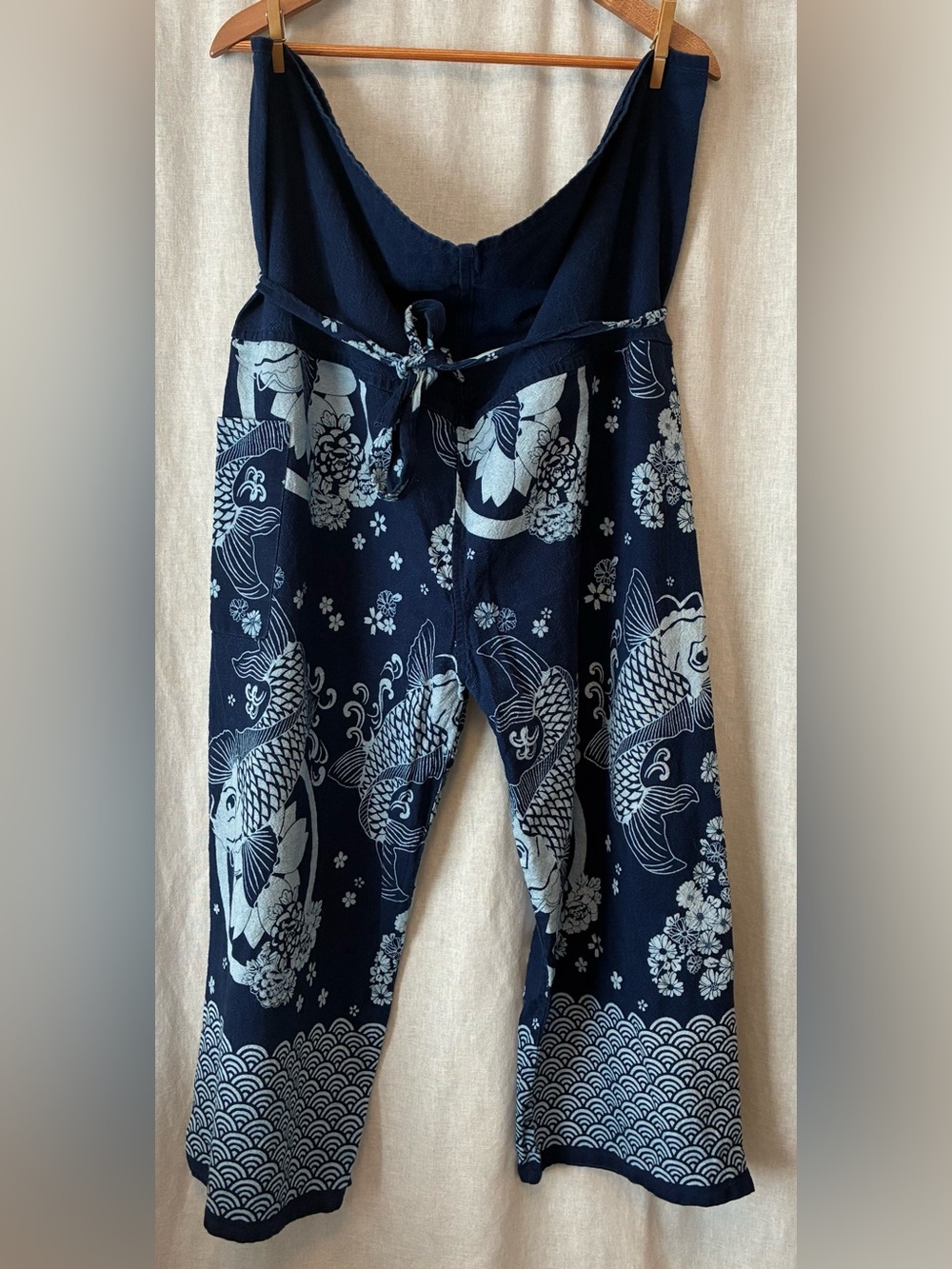 Thai Fisherman Pants 100% Cotton with Indigo Pattern Unisex One Size Fits All